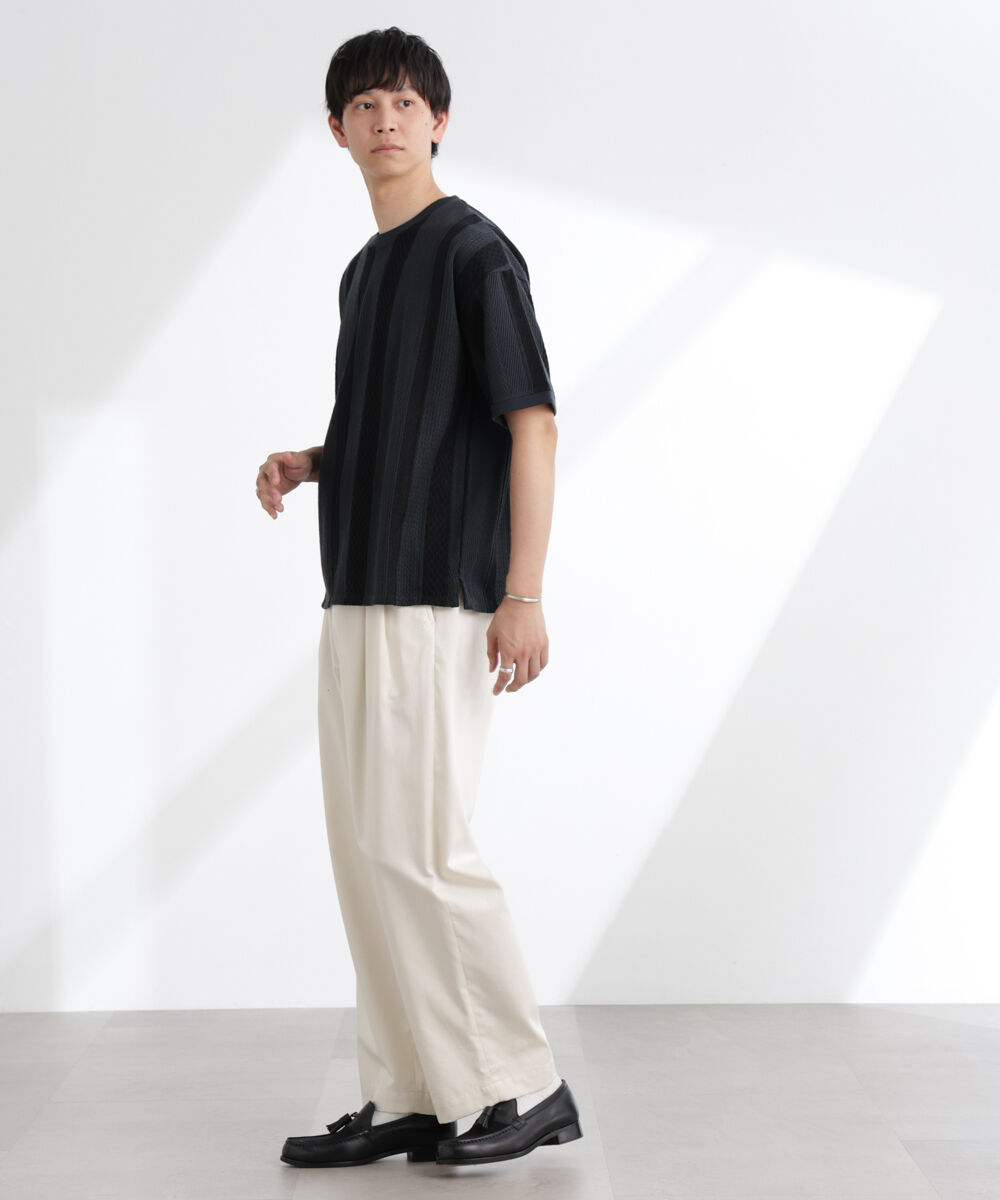 nano･universe「ストライプジャガードTシャツ 半袖」|Tシャツ・カットソー|