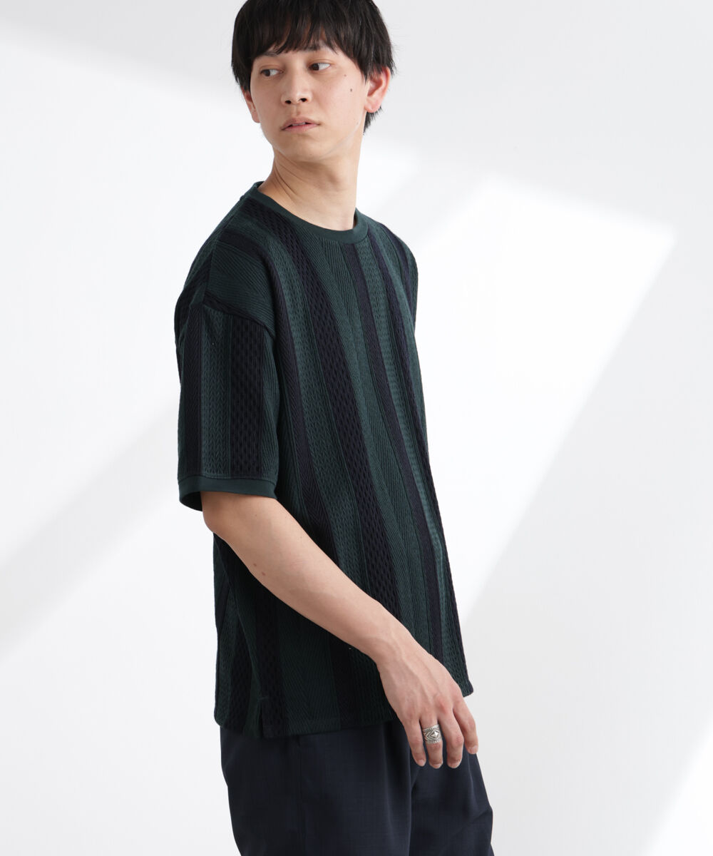 nano･universe「ストライプジャガードTシャツ 半袖」|Tシャツ・カットソー|