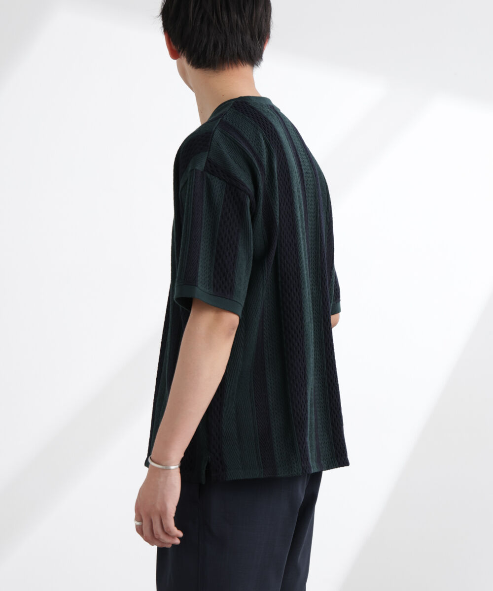 nano･universe「ストライプジャガードTシャツ 半袖」|Tシャツ・カットソー|