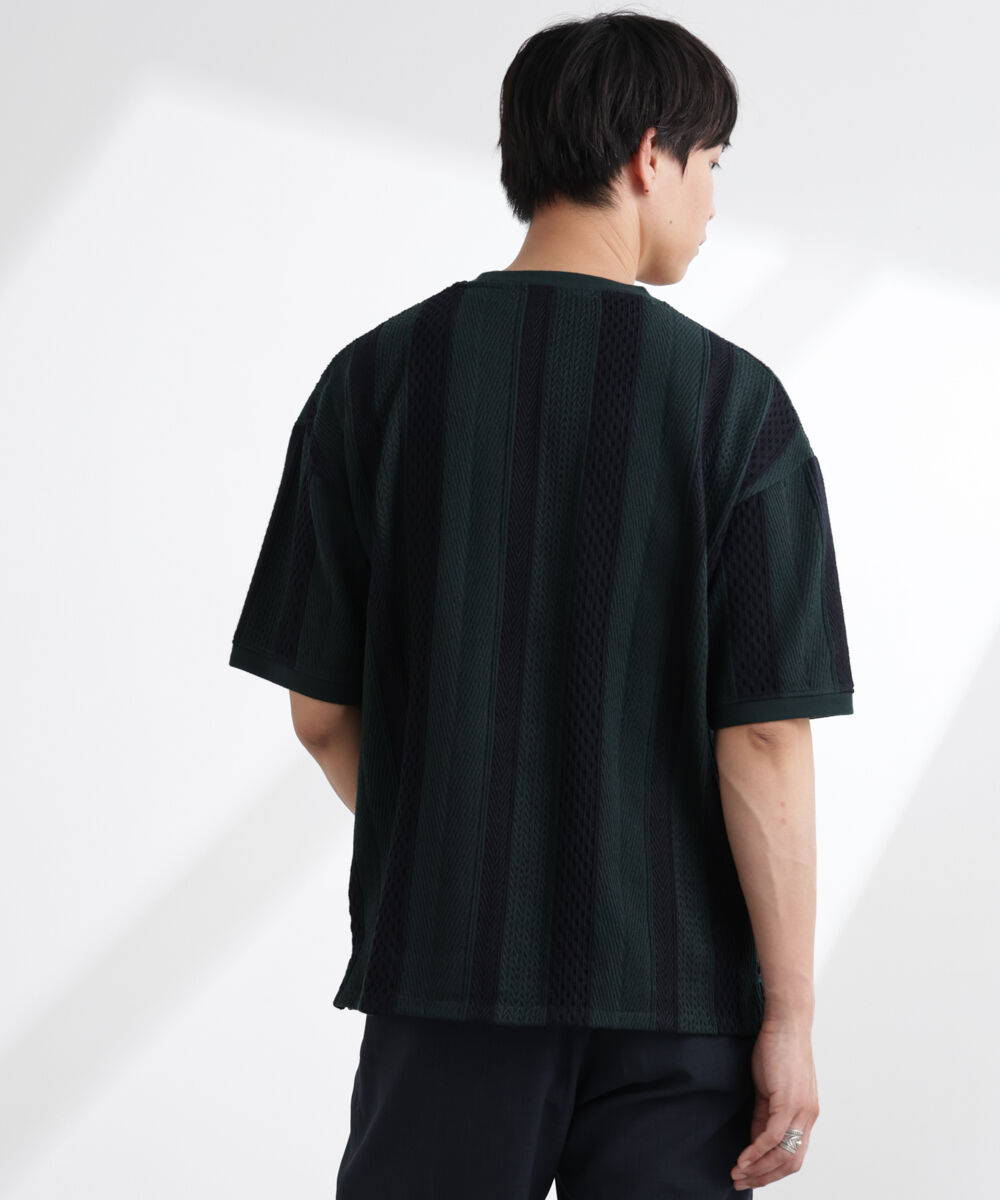 nano･universe「ストライプジャガードTシャツ 半袖」|Tシャツ・カットソー|