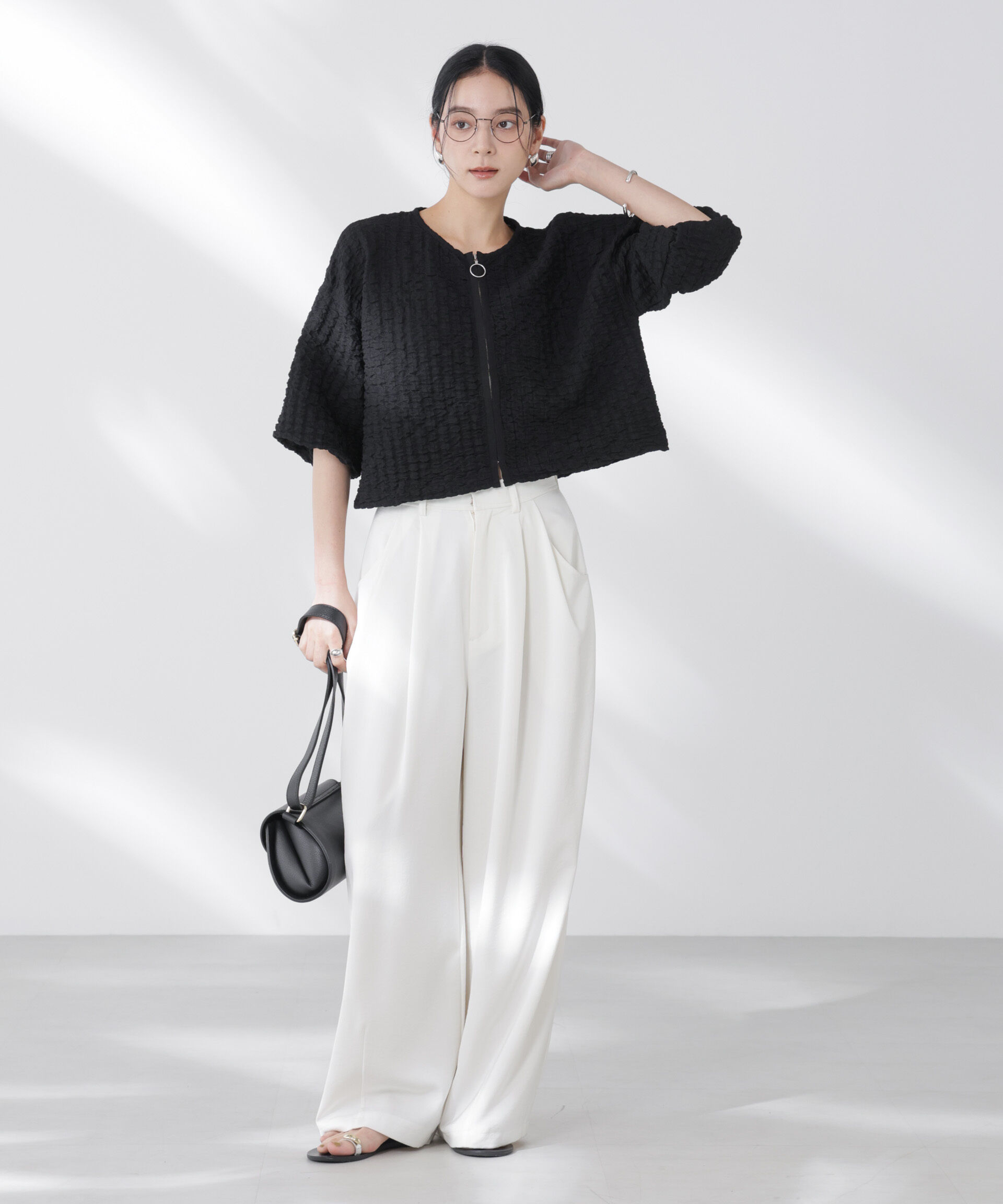 nano･universe「フクレシャーリングzipカーディガン」|Tシャツ・カットソー|