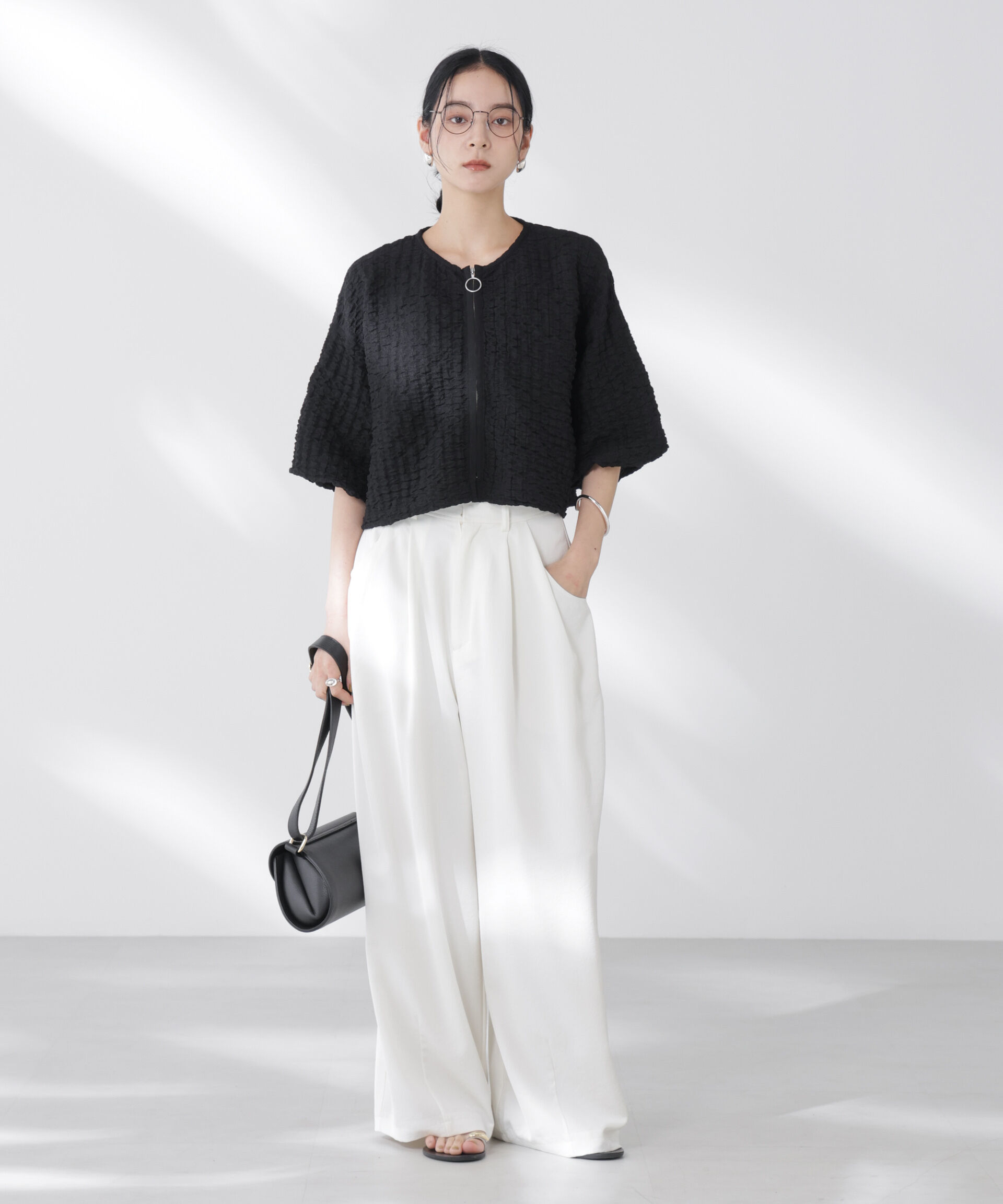 nano･universe「フクレシャーリングzipカーディガン」|Tシャツ・カットソー|