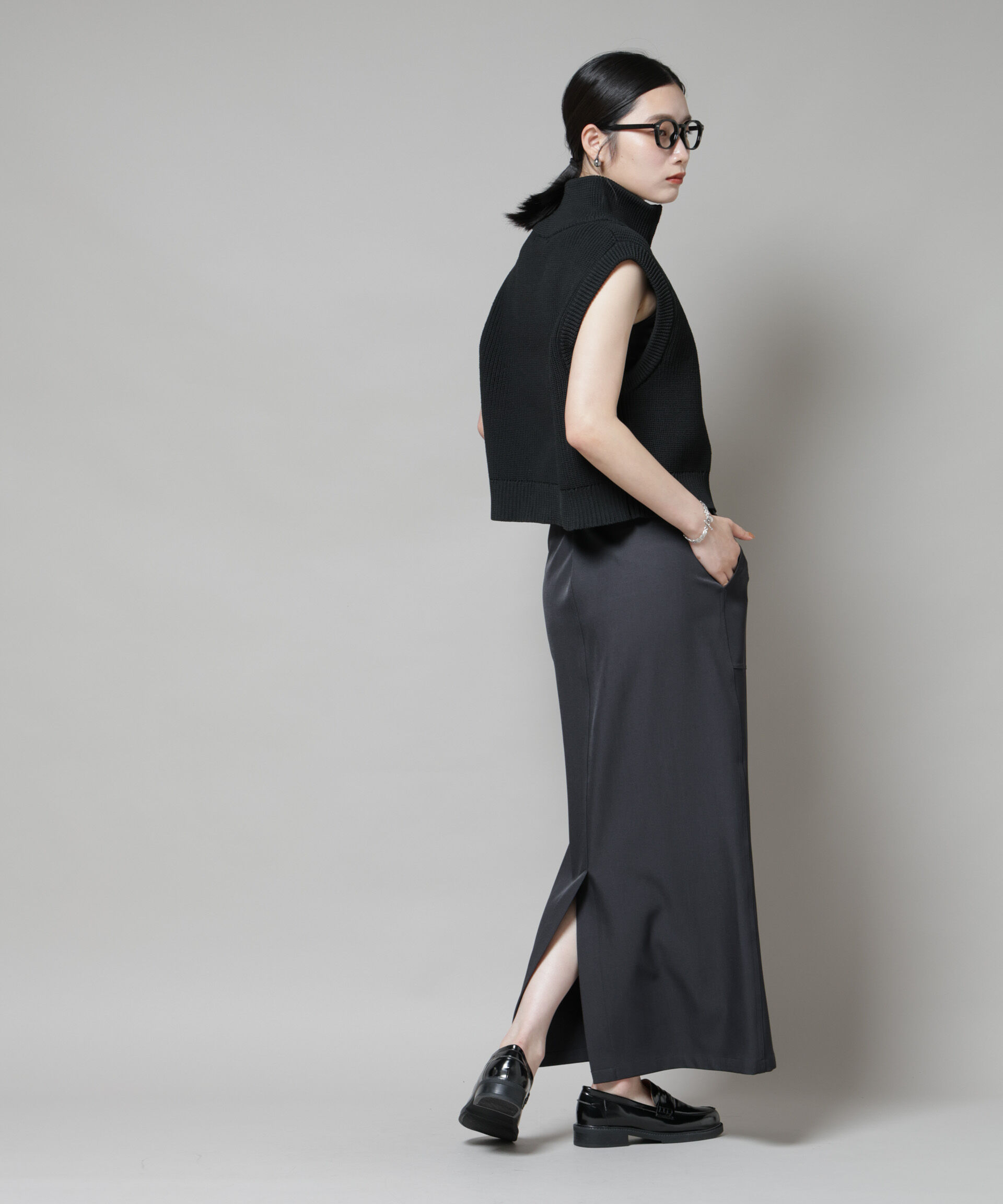 nano･universe「ダブルジップアップドライバーズニットベスト」|ニット・セーター|