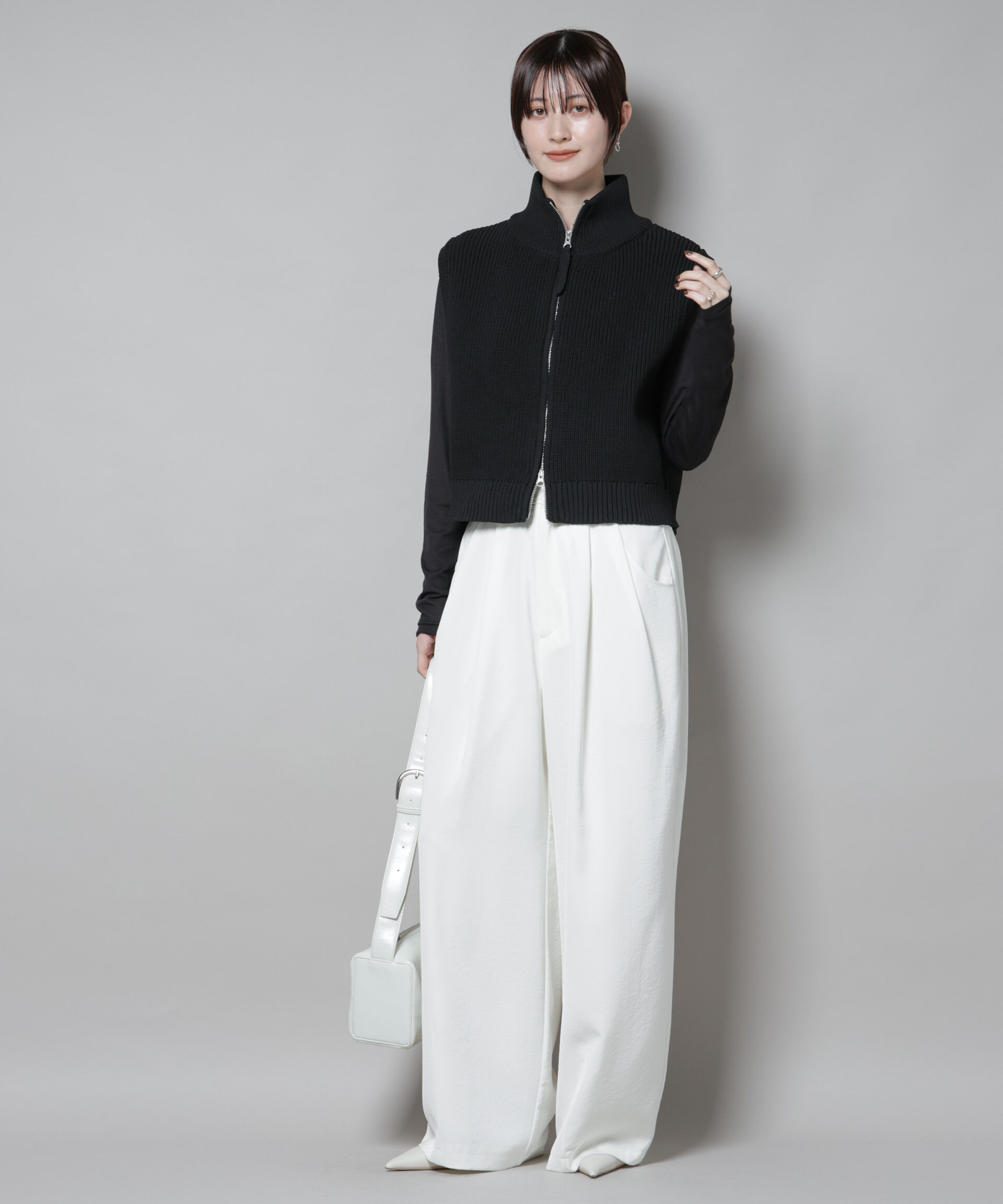 nano･universe「ダブルジップアップドライバーズニットベスト」|ニット・セーター|