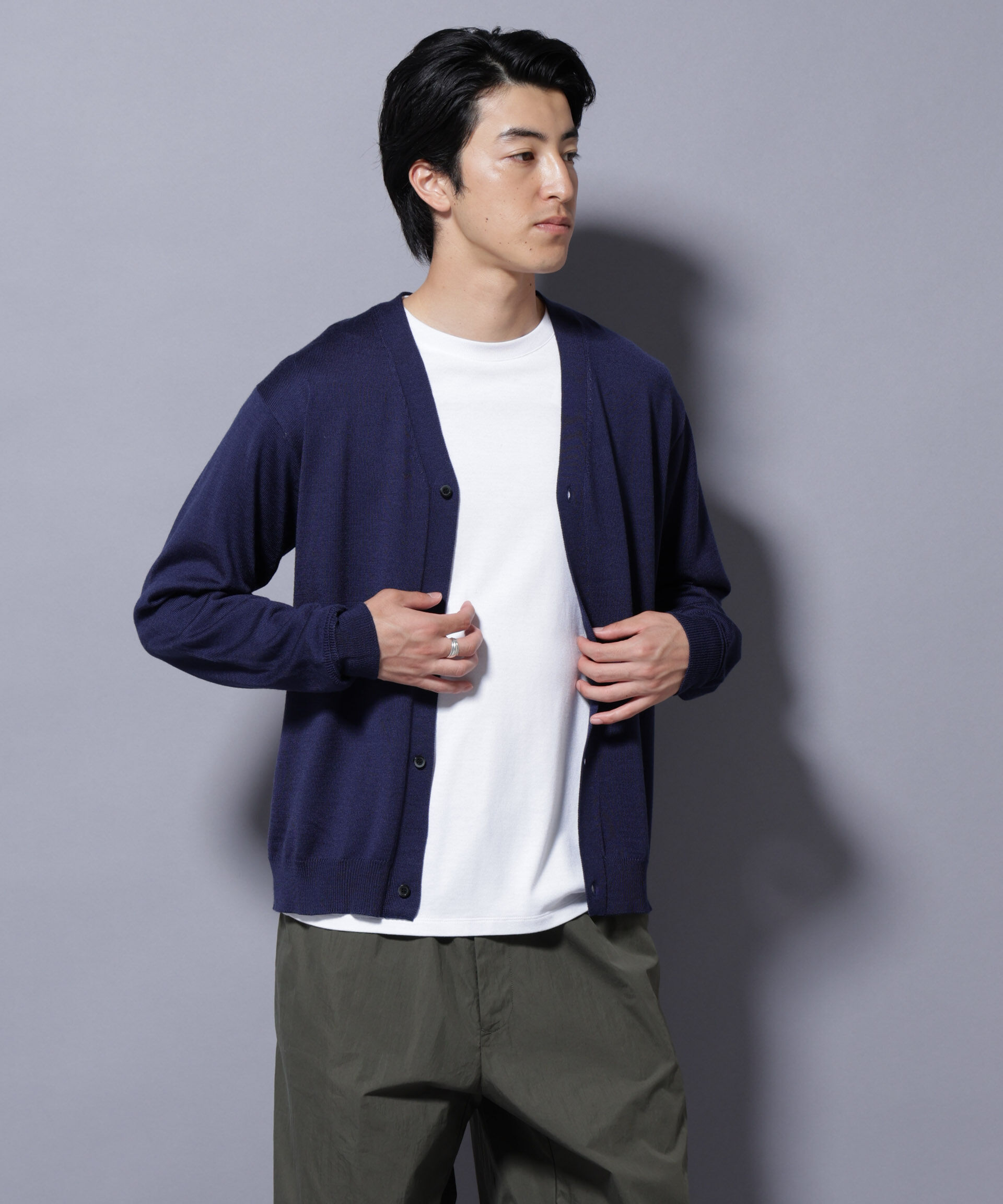 nano･universe「タスマニアミックスベーシックカーディガン」|ニット・セーター|