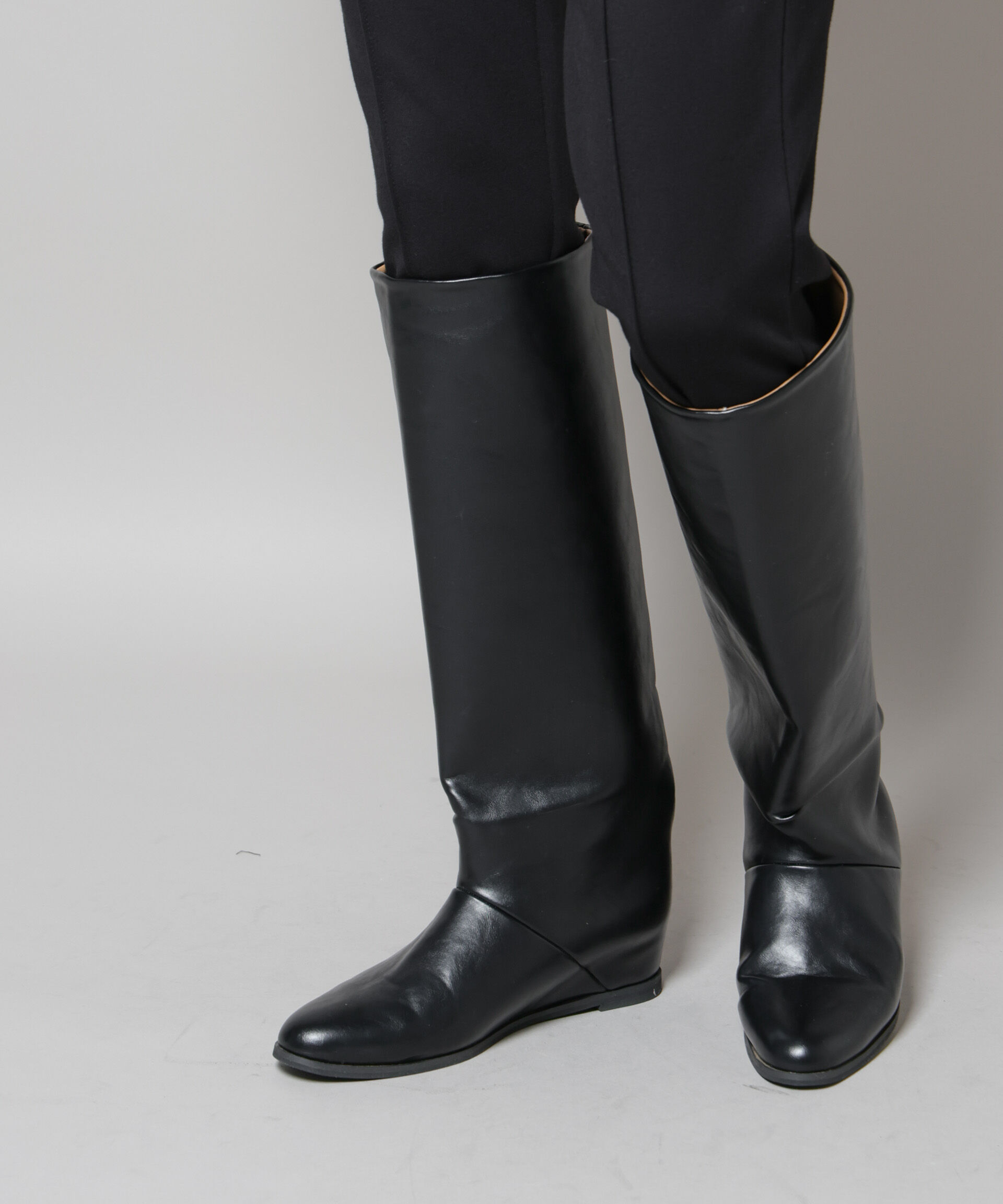 nano･universe「ワイドシャフトインヒールブーツ」|ビジネス・ドレスシューズ|ブラック