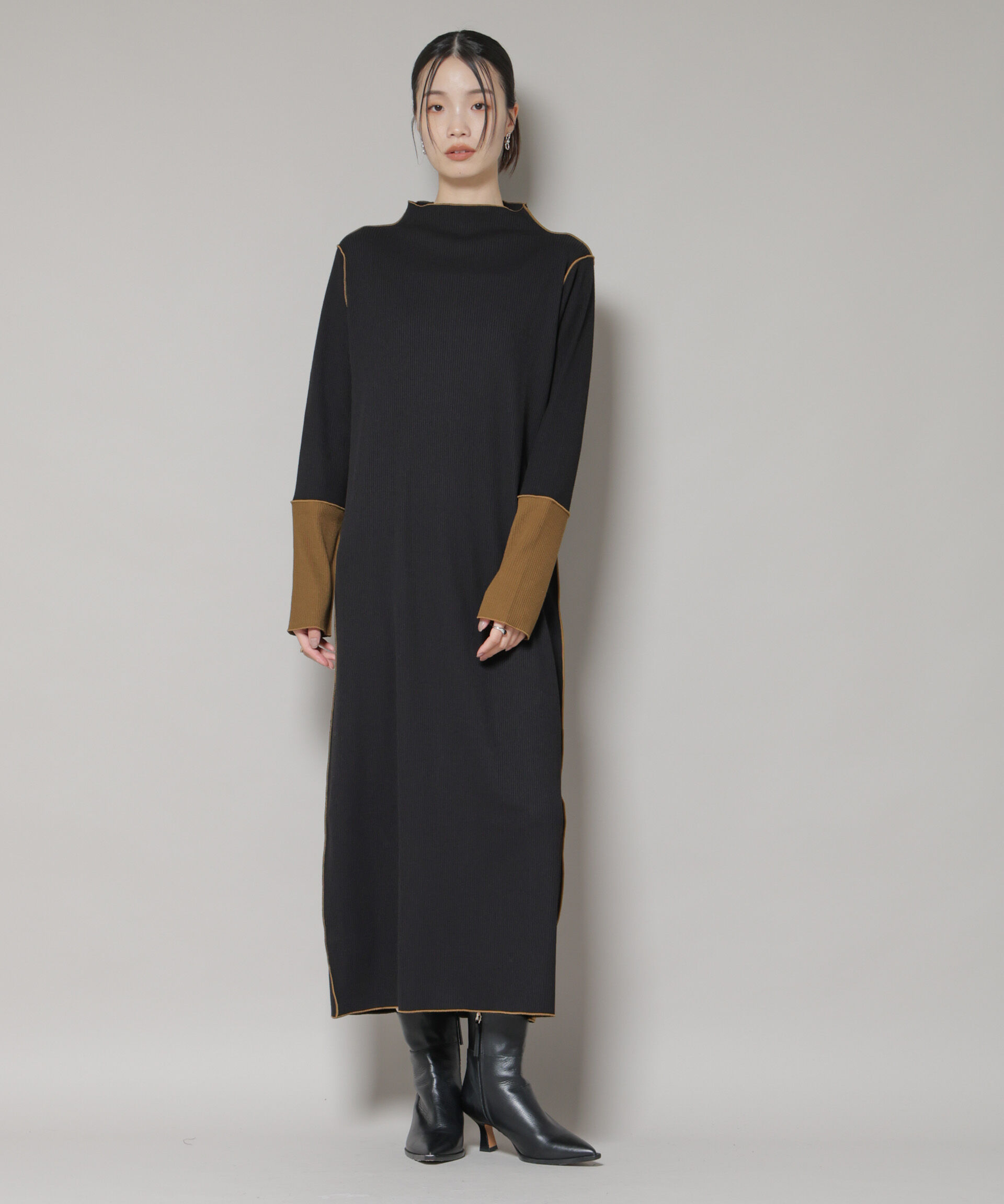 nano･universe「テレコリブ配色メローワンピース」|ワンピース|