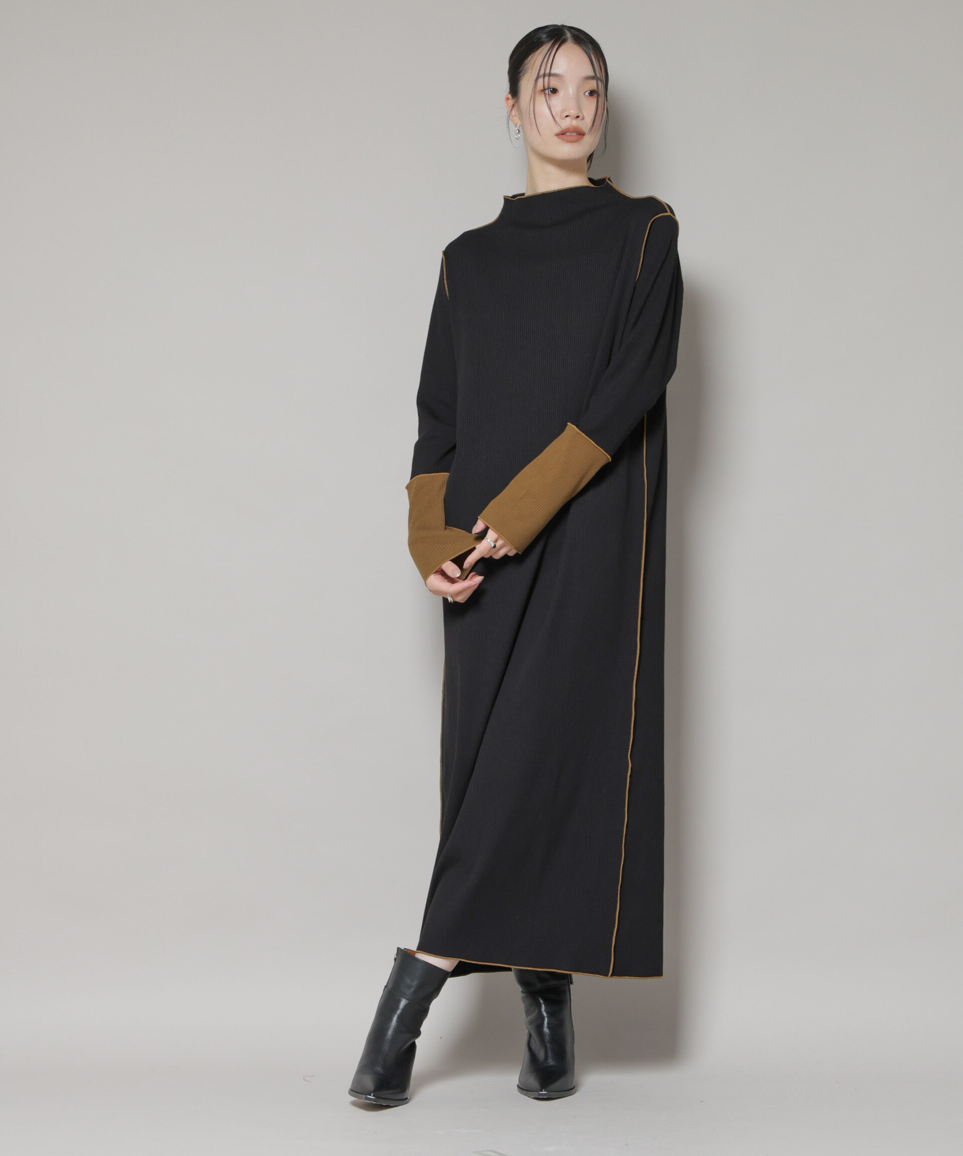 nano･universe「テレコリブ配色メローワンピース」|ワンピース|