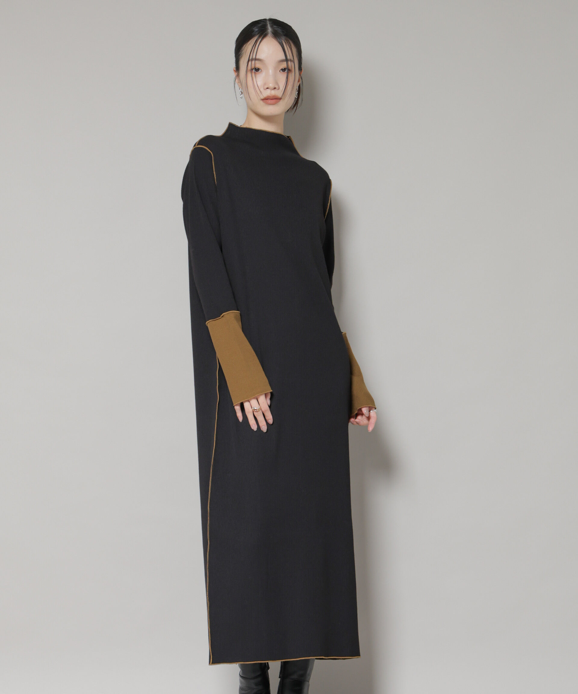 nano･universe「テレコリブ配色メローワンピース」|ワンピース|