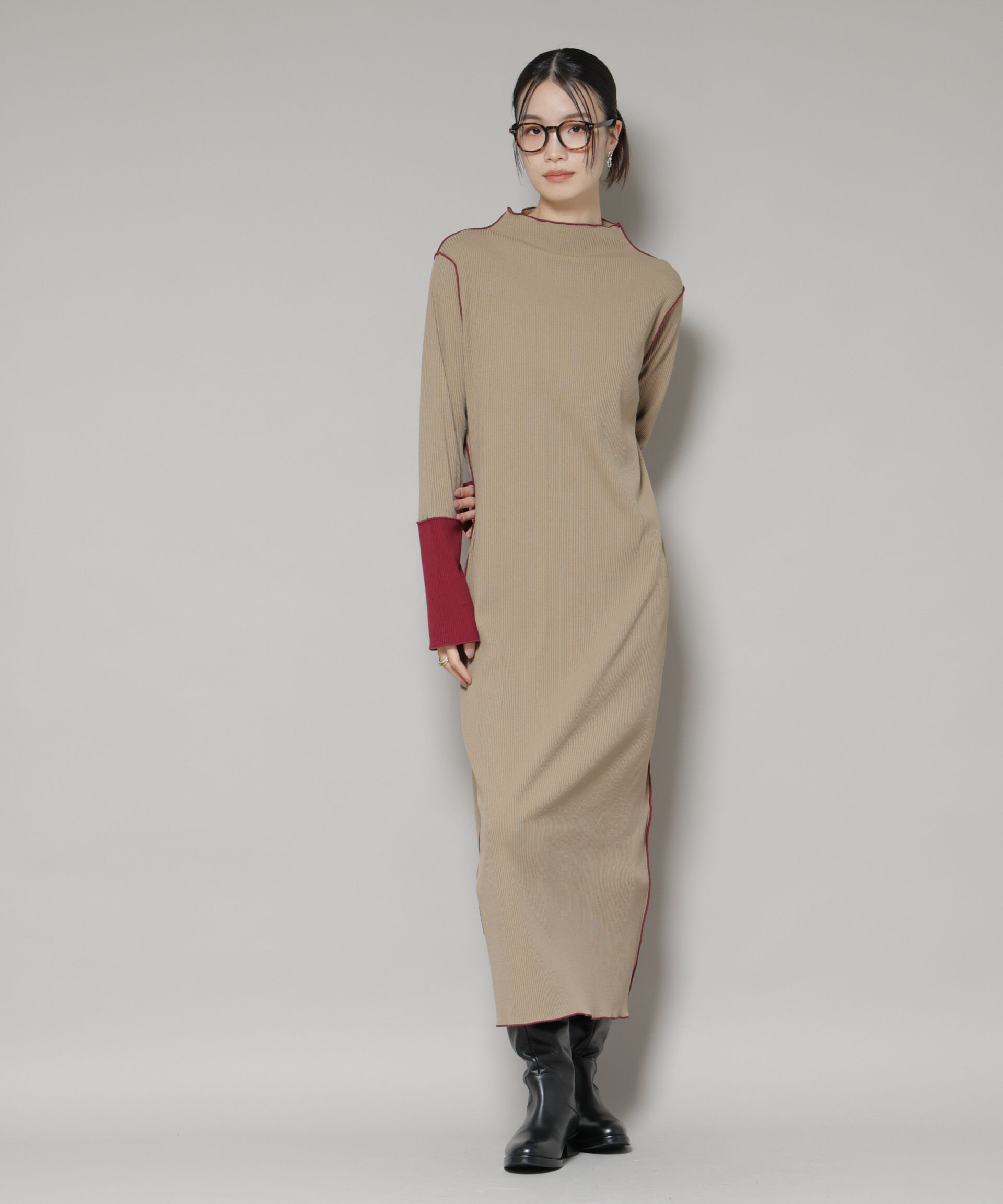 nano･universe「テレコリブ配色メローワンピース」|ワンピース|