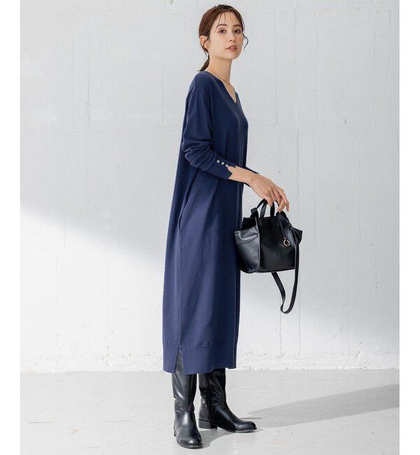 組曲「【洗える】Ｖネックニット ワンピース」|ワンピース|