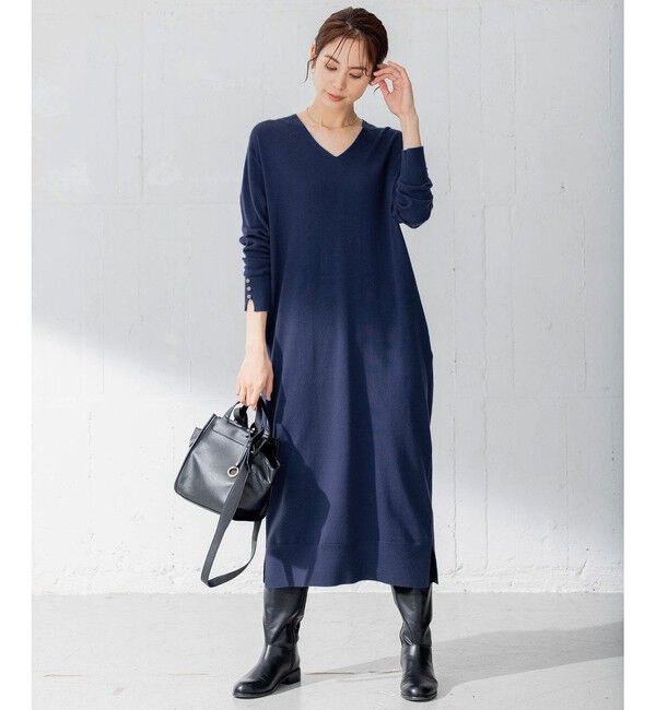 組曲「【洗える】Ｖネックニット ワンピース」|ワンピース|