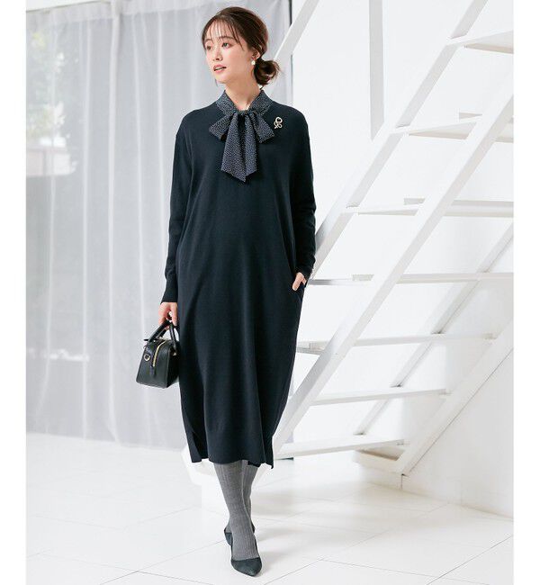 組曲「【洗える】Ｖネックニット ワンピース」|ワンピース|