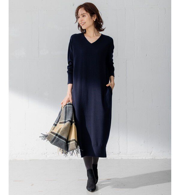 組曲「【洗える】Ｖネックニット ワンピース」|ワンピース|