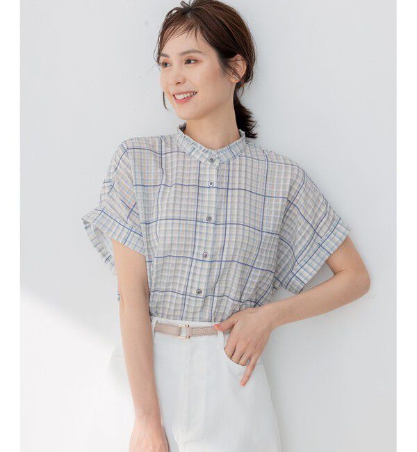 組曲「【洗える】シアーチェック ブラウス」|シャツ・ブラウス|