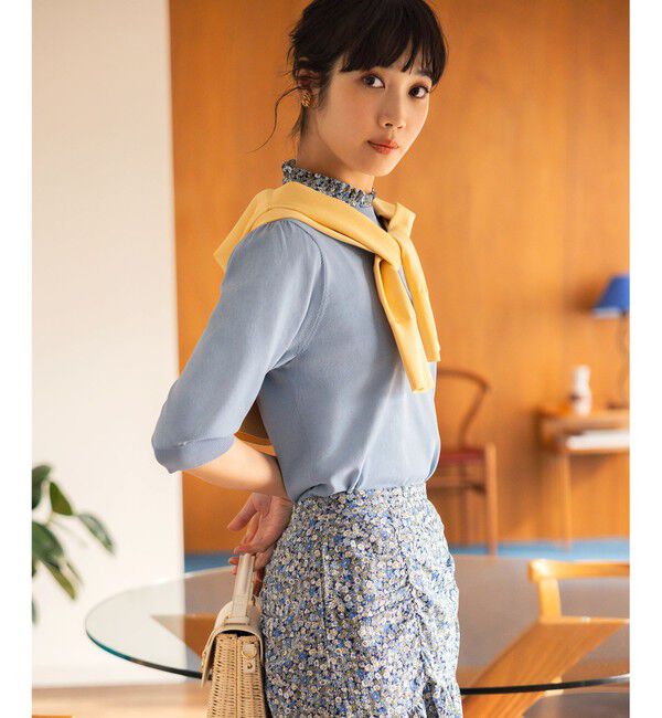 組曲「【UVケア・接触冷感】MINA 6分袖ニットプルオーバー」|ニット・セーター|サックス系