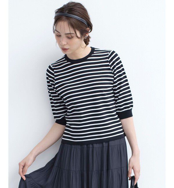 組曲「【UVケア・接触冷感】MINA 6分袖ニットプルオーバー」|ニット・セーター|