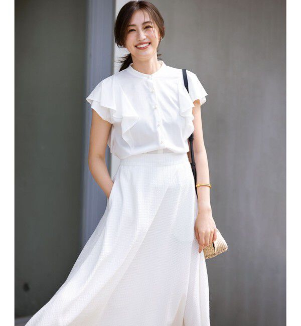 組曲「ステッチストライプドビー フレアスカート」|スカート|アイボリー系
