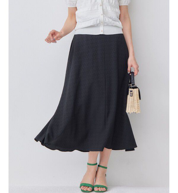 組曲「ステッチストライプドビー フレアスカート」|スカート|ブラック系