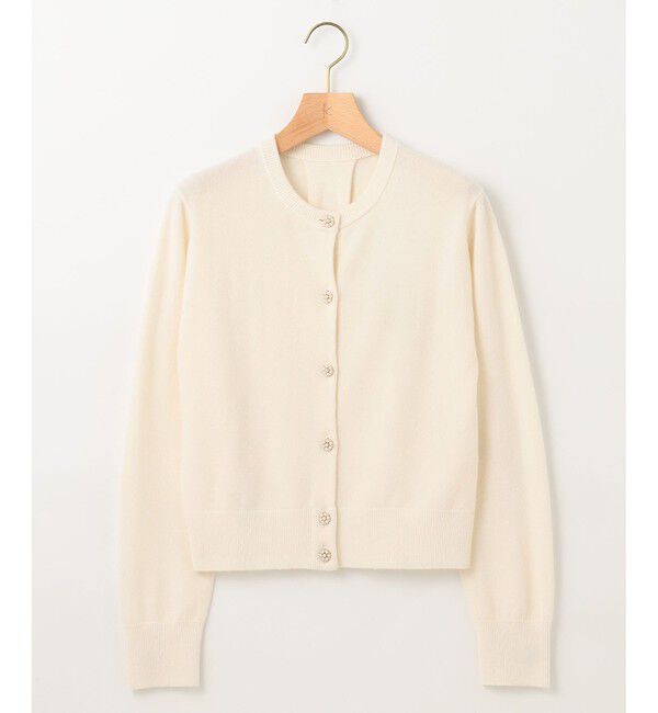 組曲「【アンサンブル対応可】ピュアカシミヤ ビジューカーディガン」|ニット・セーター|アイボリー系