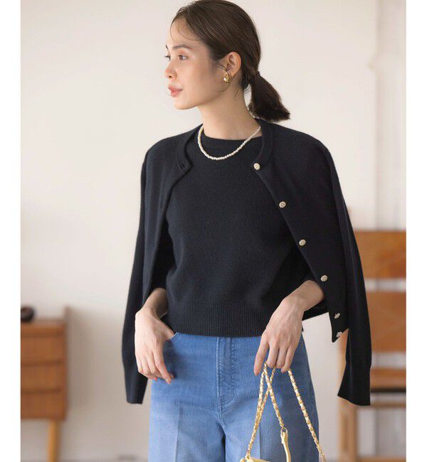 組曲「【アンサンブル対応可】ピュアカシミヤ ビジューカーディガン」|ニット・セーター|