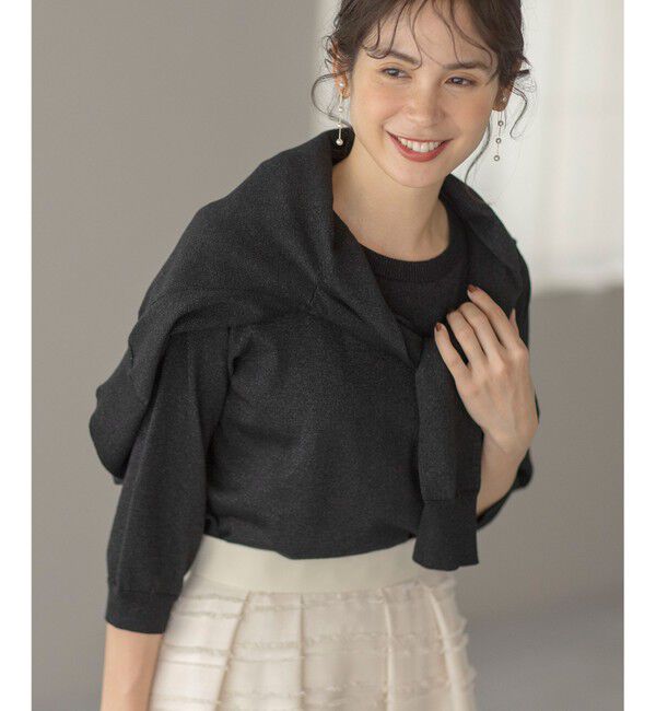 組曲「【WEB限定・2SET】ラメ入りアンサンブルニット」|カーディガン|ブラック系