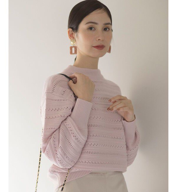 組曲「【WEB限定カラーあり】透かし編みバルキーボーダー柄ニット」|ニット・セーター|