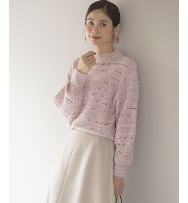 組曲「【WEB限定カラーあり】透かし編みバルキーボーダー柄ニット」|ニット・セーター|