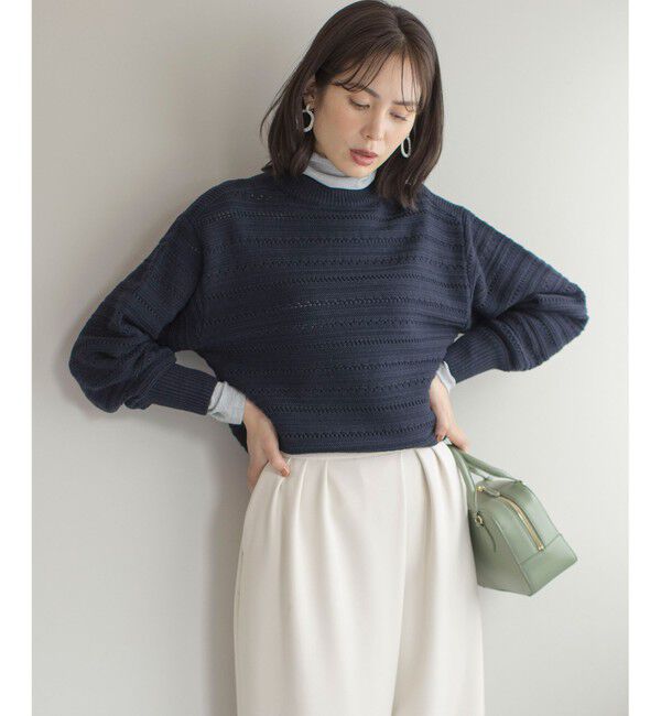 組曲「【WEB限定カラーあり】透かし編みバルキーボーダー柄ニット」|ニット・セーター|