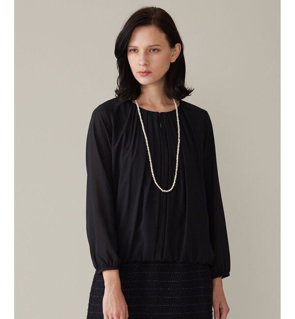 自由区「【洗える】ロイヤルシフォン ブラウス」|Tシャツ・カットソー|ネイビー系