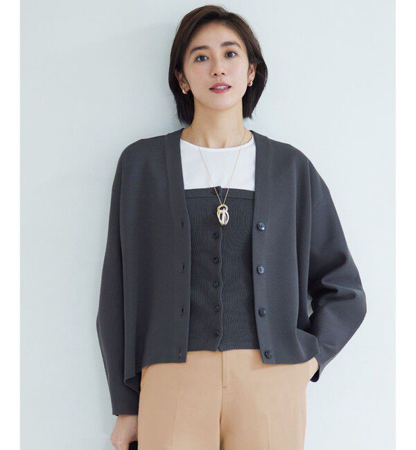 自由区「【洗える】ドライコットンハイゲージニット カーディガン」|カーディガン|スレート