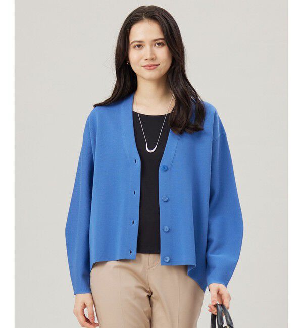 自由区「【洗える】ドライコットンハイゲージニット カーディガン」|カーディガン|ブルー