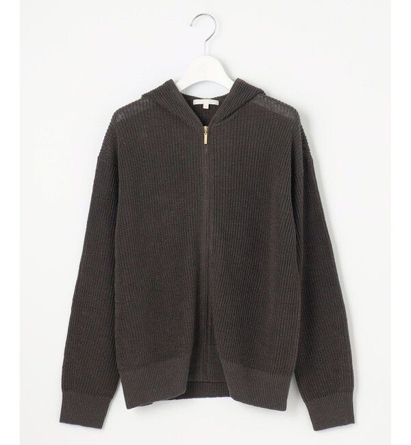 自由区「【洗える】リネンミドルゲージフーディ ニット」|パーカー|