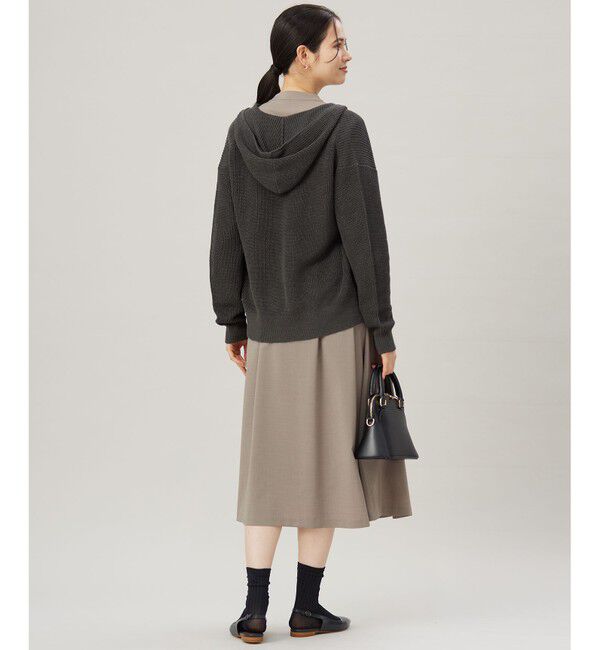 自由区「【洗える】リネンミドルゲージフーディ ニット」|パーカー|