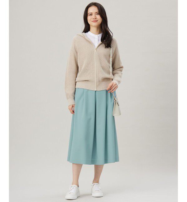 自由区「【洗える】リネンミドルゲージフーディ ニット」|パーカー|