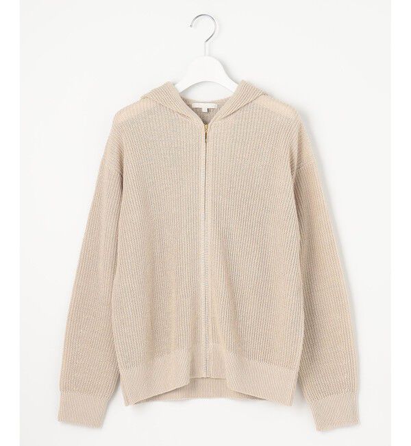 自由区「【洗える】リネンミドルゲージフーディ ニット」|パーカー|