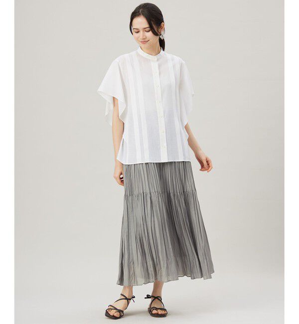 自由区「【接触冷感・吸水速乾・洗える】ナチュラルリネンフレア袖 シャツ」|シャツ・ブラウス|