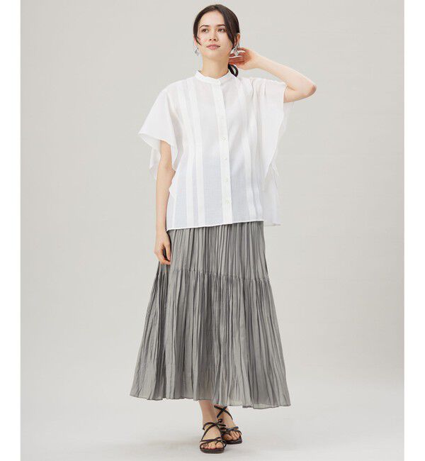 自由区「【接触冷感・吸水速乾・洗える】ナチュラルリネンフレア袖 シャツ」|シャツ・ブラウス|