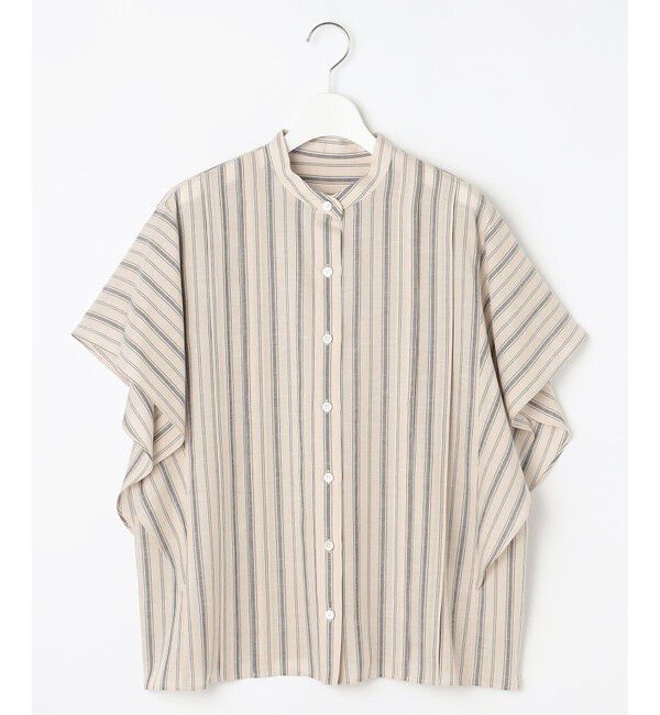 自由区「【接触冷感・吸水速乾・洗える】ナチュラルリネンフレア袖 シャツ」|シャツ・ブラウス|ﾍﾞｰｼﾞｭ&times;