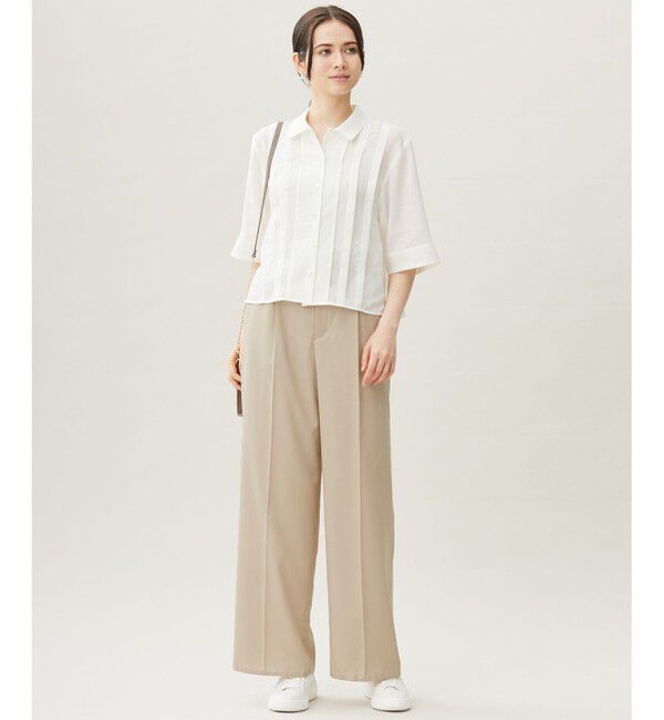 自由区「【カタログ掲載・接触冷感・洗える】シアーラミーローンクロップド丈 ブラウス」|シャツ・ブラウス|