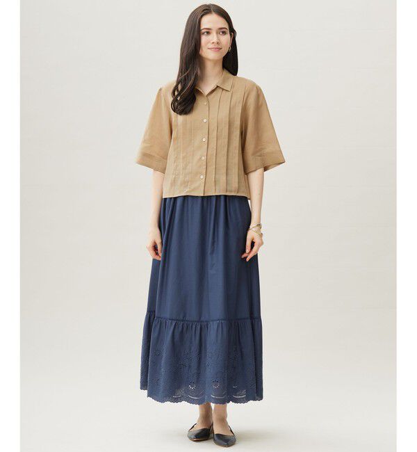 自由区「【カタログ掲載・接触冷感・洗える】シアーラミーローンクロップド丈 ブラウス」|シャツ・ブラウス|