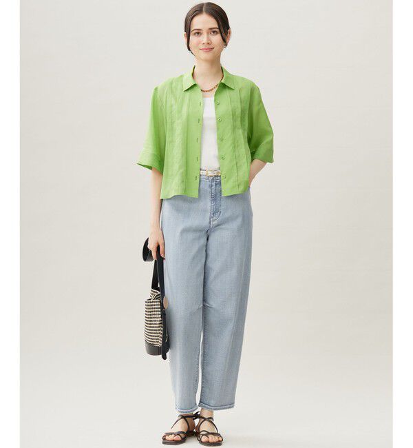 自由区「【カタログ掲載・接触冷感・洗える】シアーラミーローンクロップド丈 ブラウス」|シャツ・ブラウス|