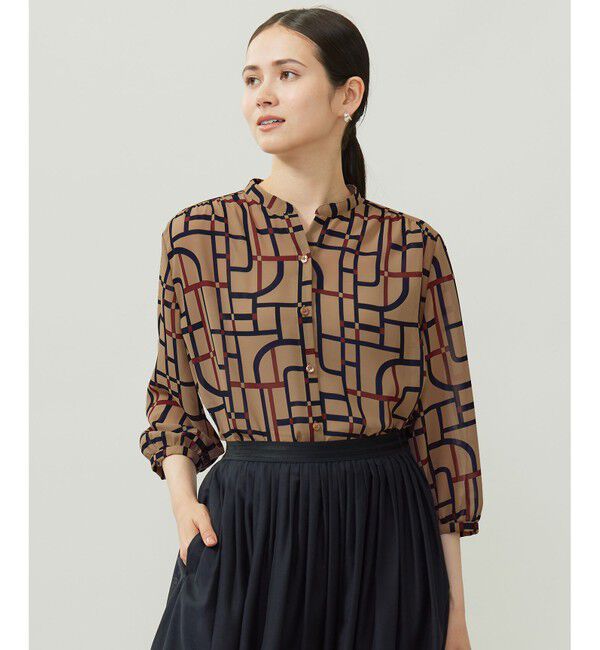 自由区「ジオメトリックレトロプリント ブラウス」|シャツ・ブラウス|ﾍﾞｰｼﾞｭ