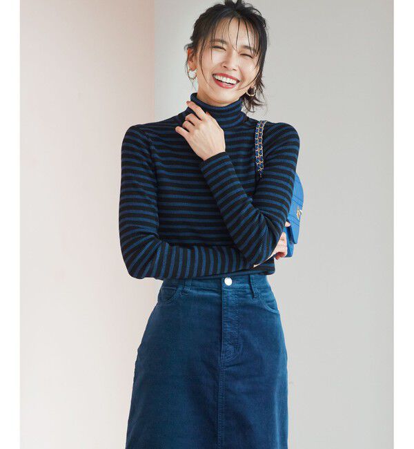 23区「【洗える】ウーステッドウール タートルネック ニット」|ニット・セーター|ﾌﾞﾗｯｸ&times;ﾏ