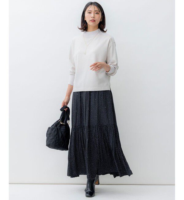 23区「【洗える】ウールミルドジャージー ボトルネック プルオーバー」|Tシャツ・カットソー|