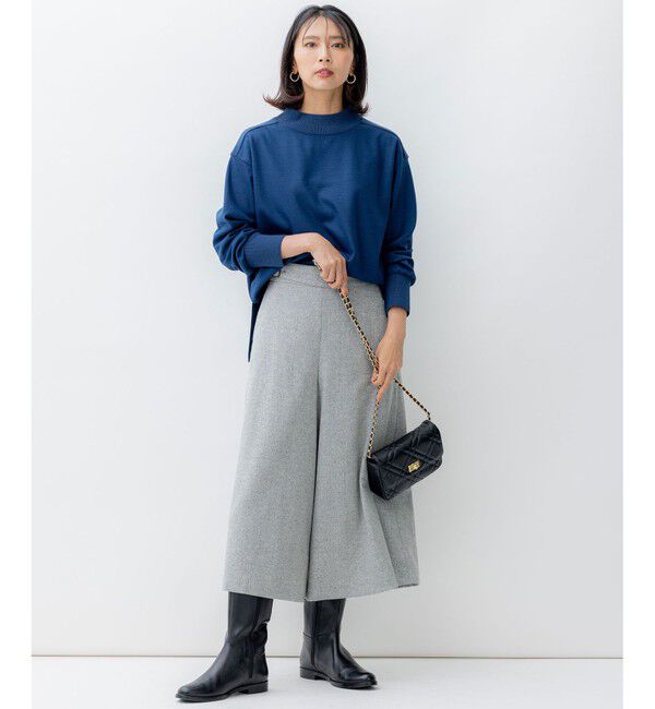 23区「【洗える】ウールミルドジャージー ボトルネック プルオーバー」|Tシャツ・カットソー|