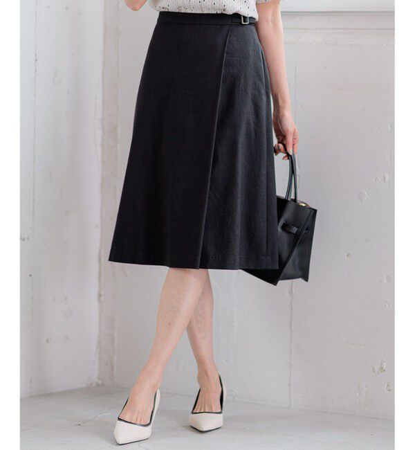 23区「【洗える/セットアップ対応】アイアスマットストレッチ フレア スカート」|スカート|ブラック系