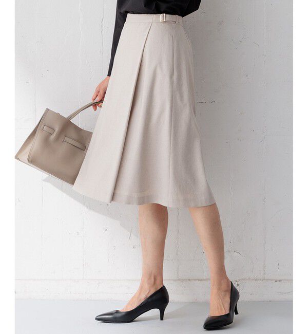 23区「【洗える/セットアップ対応】アイアスマットストレッチ フレア スカート」|スカート|ベージュ系