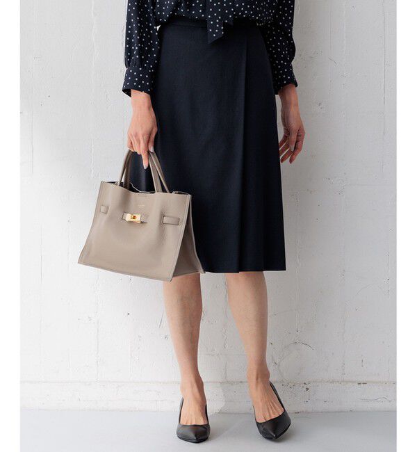 23区「【洗える/セットアップ対応】アイアスマットストレッチ フレア スカート」|スカート|ネイビー系