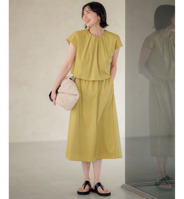 23区「【接触冷感/洗える】ストレッチラミータフタ ワンピース」|ワンピース|